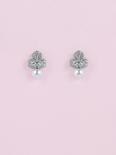 Small pearl drop studs for pierced ears.