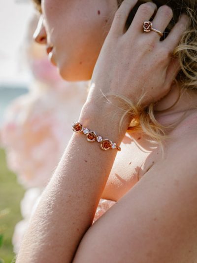 Bride wearing Rose gold bracelets