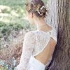 Lace backless boho wedding dress