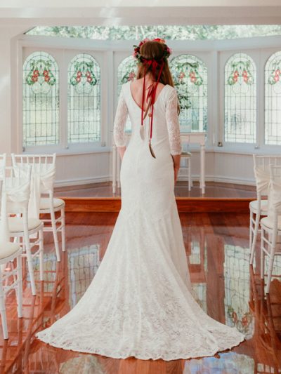 Back of the Eildon bohemian wedding gown