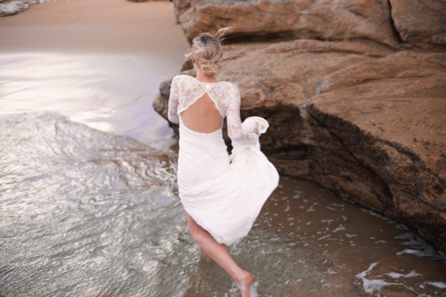 boho wedding dress at the beach