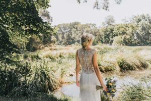 Lace back garden wedding dresses