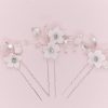 Pearl hair pins with porcelain flowers