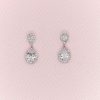 cubic zirconia drop bridal earrings in Silver