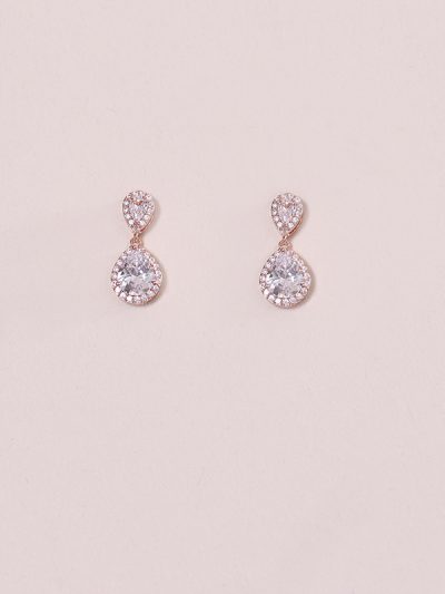 Bridal earrings in rose gold Sophia jewellery design