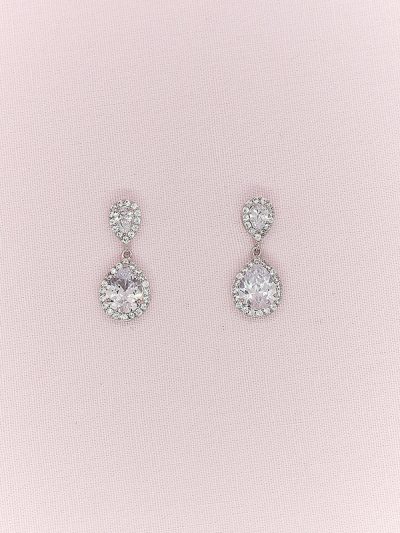 Sophia drop bridal earrings in silver