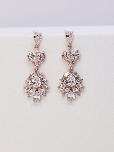 Vintage rose gold wedding earrings