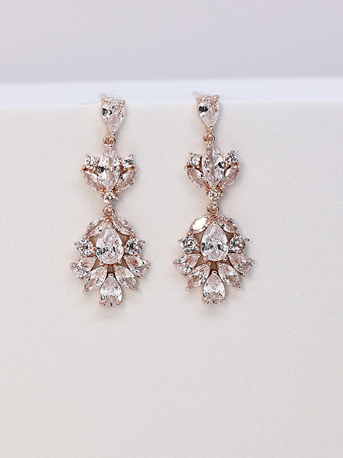 Vintage rose gold wedding earrings