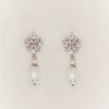 Rose gold pearl drop earrings for brides