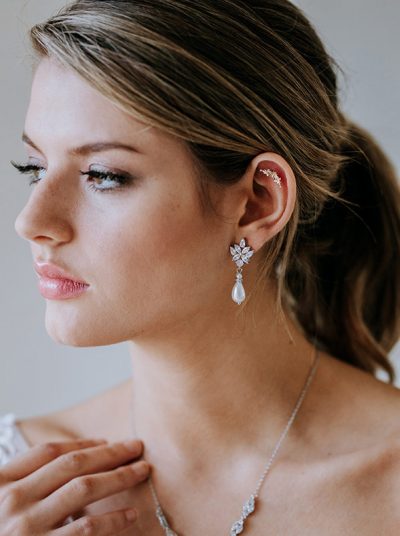 Rose gold wedding earrings bridal jewellery