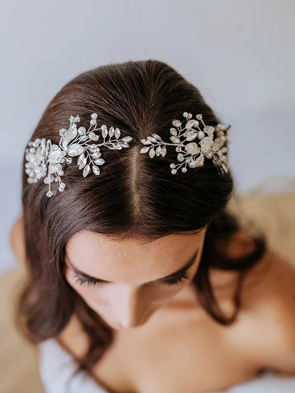 AMORARSI Wedding Hair Comb Pearl Rhinestones Hair Clips Crystal Bridal Hair  Accessories for Brides and Bridesmaids(Silver)