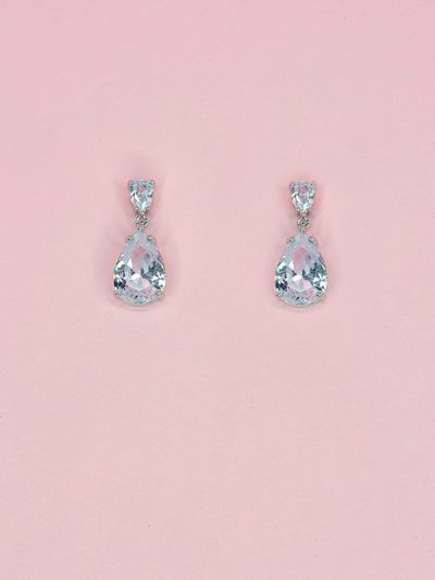 Crystal silver teardrop earrings