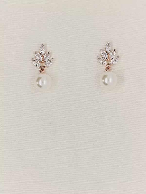 rose gold pearl earrings | Wedding earrings online Australia