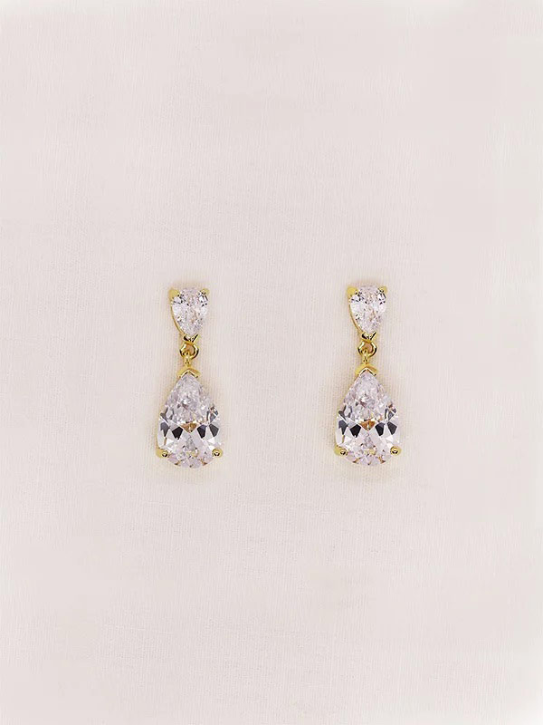 CZ crystal wedding earring Gold - Jewellery - Hello Lovers Aust.