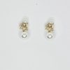gold boho earrings with hanging round pearl.