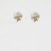 Gold stud wedding earrings with pearls and crystals