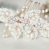 Pearl and lace ivory bridal hairpiece