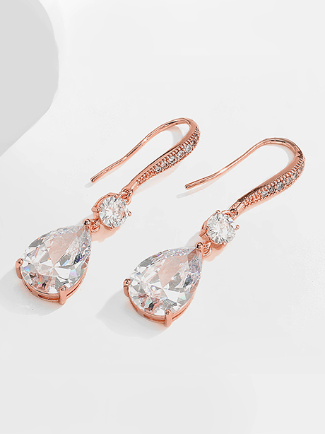 Rose gold hook earrings with drop