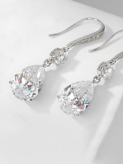 Sparkling silver hook bridesmaids earrings