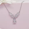 Silver necklace with a crystal drop for brides