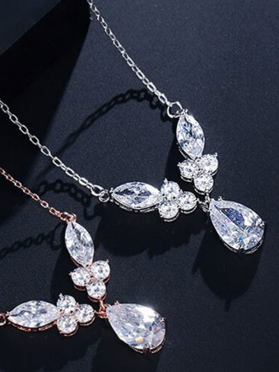 Wedding jewellery Silver drop necklace