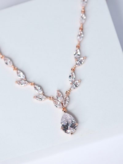 rose gold necklace with crystals
