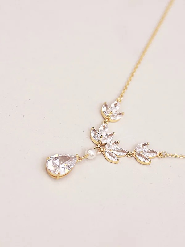Gold poppy necklace wedding jewellery