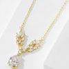 Gold Necklace with crystal leaves jewellery