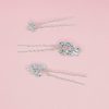 Hair pin set of three with leaf design crystals