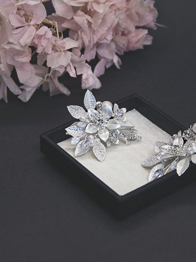 Large silver floral studs for wedding