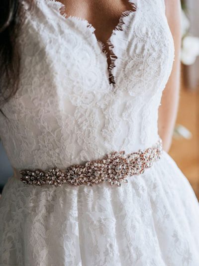 Beaded wedding dress belt