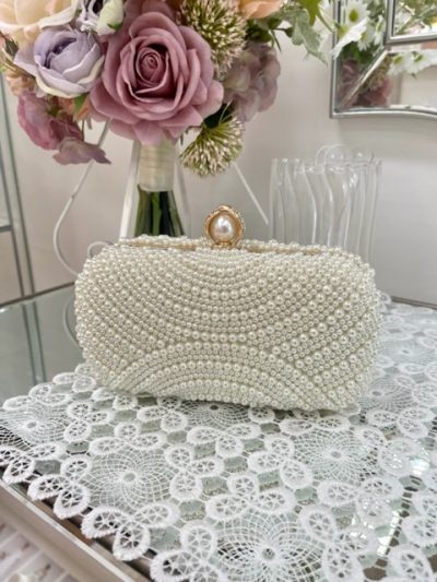 pearl beaded bridal clutch.