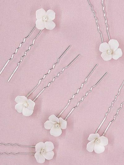 Flower hair pins set of six for wedding