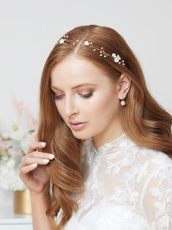 Porcelain Floral and Crystal White Bridal Headpiece Tiara BIANCA | EDEN  LUXE Bridal