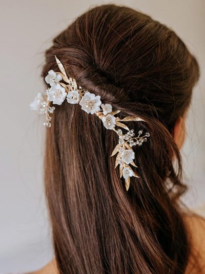 Hello Lovers Australia hair accessories Golden hair comb with flowers