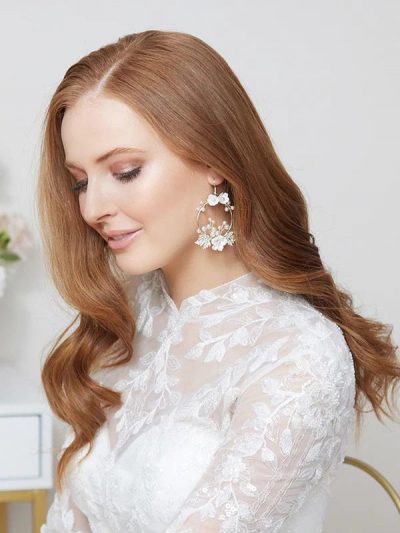 Wedding dress earrings bridal Hoops