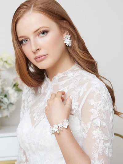 Pretty wedding bracelet set with matching earrings