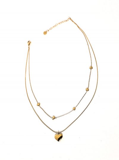 Gold double necklace with heart detail