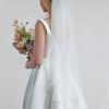 Ivory Beaded edge blusher veil for bride