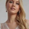 Natural Pearl deluxe drop wedding earrings.