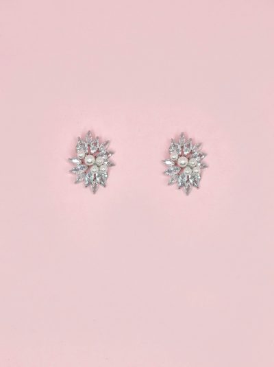 Formal pearl earrings silver wedding earrings