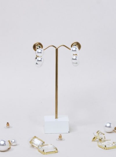 Gold and pearl hoop earrings