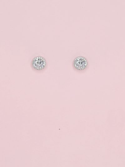 Round bridal studs in silver.